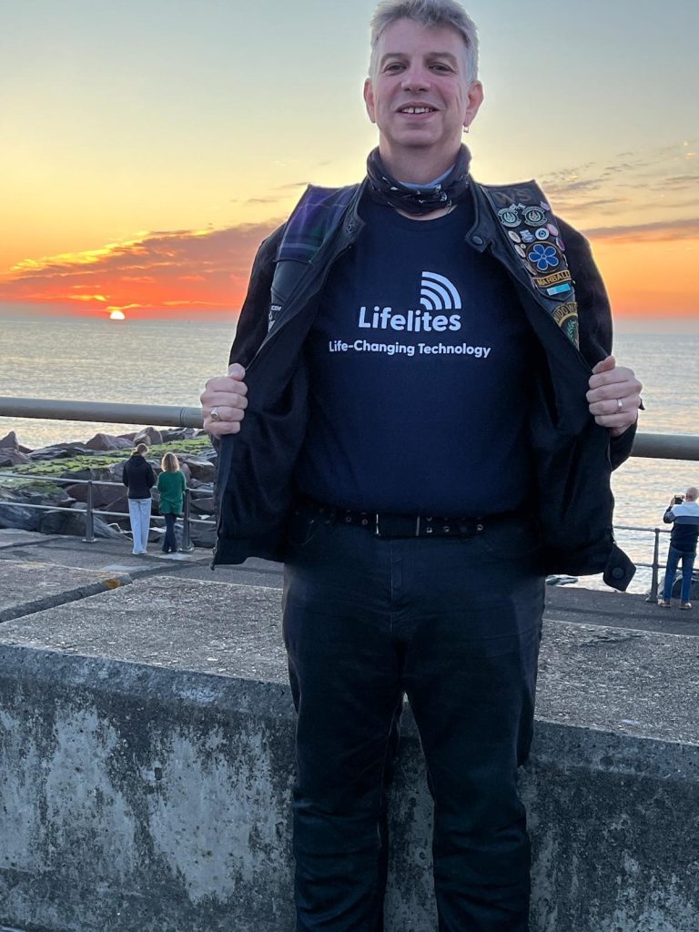 Simon Berriman after his cross-country motorcycle ride for Lifelites